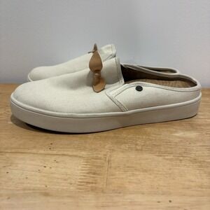 Spenco Audrey Canvas Slide Mules Slip On Women's Size 8.5 D Beige Bows